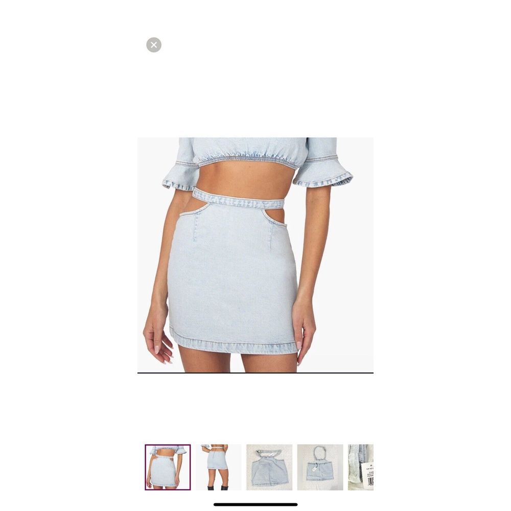 We Wore What Skirt Size Large Womens Light Blue Cut Out Denim Mini NWT